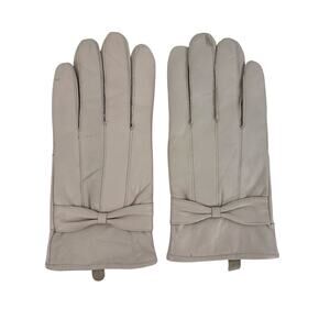 MoDA Genuine Leather Gloves Bow Detail Light Pale Pink Size M